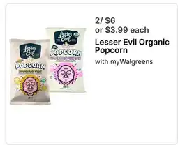 Walgreens Lesser Evil Organic Popcorn offer