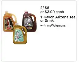 Walgreens 1-Gallon Arizona Tea or Drink offer