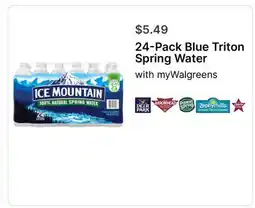 Walgreens 24-Pack Blue Triton Spring Water offer