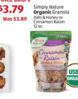 Aldi Simply Nature Organic Granola offer