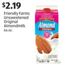 Aldi Friendly Farms Unsweetened Original Almondmilk offer