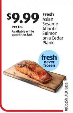 Aldi Fresh Asian Sesame Atlantic Salmon on a Cedar Plank offer
