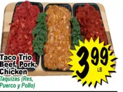 Superior Grocers Taco Trio Beef, Pork, Chicken offer