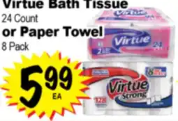 Superior Grocers Virtue Bath Tissue 24 Count or Paper Towel 8 Pack offer