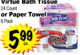 Superior Grocers Virtue Bath Tissue 24 Count or Paper Towel 8 Pack offer