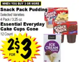 Superior Grocers Snack Pack Pudding or Essential Everyday Cake Cups Cone offer