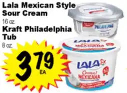 Superior Grocers Lala Mexican Style Sour Cream 16 oz. Kraft Philadelphia Tub offer