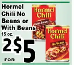Superior Grocers Hormel Chili No Beans or With Beans offer