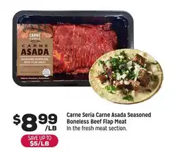 Grocery Outlet Carne Seria Carne Asada Seasoned Boneless Beef Flap Meat offer