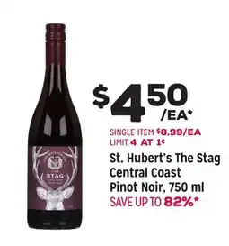 Grocery Outlet St. Hubert's The Stag Central Coast Pinot Noir offer