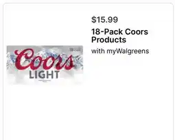 Walgreens 18-Pack Coors Products offer