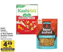 Vons Kashi Cereal 12.3-18 oz. or Bear Naked Granola Cereal 11-12 oz offer