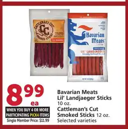 Vons Bavarian Meats Lil' Landjaeger Sticks 10 oz. Cattleman's Cut Smoked Sticks 12 oz offer