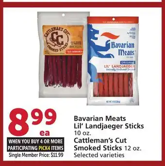 Vons Bavarian Meats Lil' Landjaeger Sticks 10 oz. Cattleman's Cut Smoked Sticks 12 oz offer