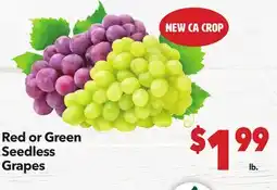 Vallarta Supermarkets Red or Green Seedless Grapes offer