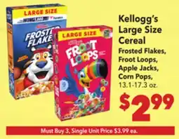 Vallarta Supermarkets Kellogg's Large Size Cereal offer