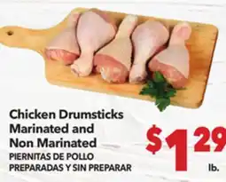 Vallarta Supermarkets Chicken Drumsticks Marinated and Non Marinated / PIERNITAS DE POLLO PREPARADAS Y SIN PREPARAR offer