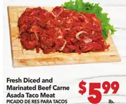 Vallarta Supermarkets Diced and Marinated Beef Carne Asada Taco Meat / PICADO DE RES PARA TACOS offer