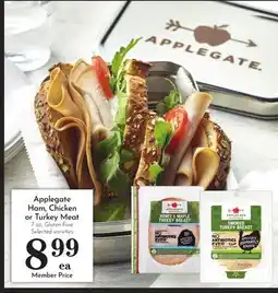 Pavilions Applegate Ham, Chicken or Turkey Meat offer
