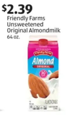 Aldi Friendly Farms Unsweetened Original Almondmilk offer