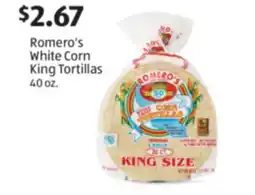 Aldi Romero's White Corn King Tortillas offer