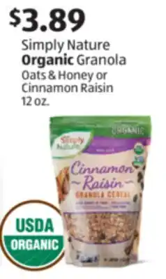 Aldi Simply Nature Organic Granola offer