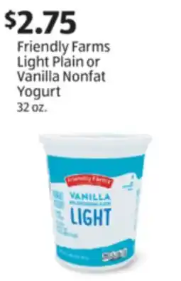 Aldi Friendly Farms Light Plain or Vanilla Nonfat Yogurt offer