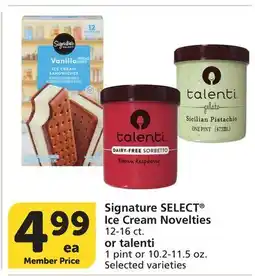 Albertsons Signature SELECT Ice Cream Novelties 12-16 ct. or talenti 1 pint or 10.2-11.5 oz offer