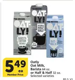 Albertsons Oatly Oat Milk, Barista 64 oz. or Half & Half 32 oz offer