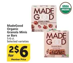 Albertsons MadeGood Organic Granola Minis or Bars offer