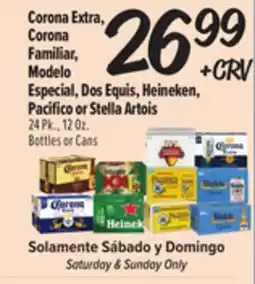 El Super Corona Extra, Corona Familiar, Modelo Especial, Dos Equis, Heineken, Pacifico or Stella Artois offer