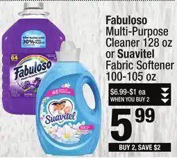 Super King Markets Fabuloso Multi-Purpose Cleaner 128 oz or Suavitel Fabric Softener 100-105 oz offer