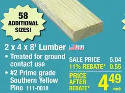 Menards 2 x 4 x 8' Lumber offer