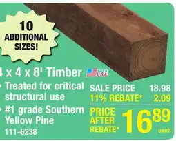 Menards 4 x 4 x 8' Timber offer