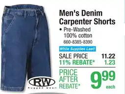 Menards Men's Denim Carpenter Shorts offer