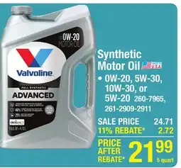 Menards Synthetic Motor Oil offer