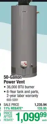 Menards 50-Gallon Power Vent offer