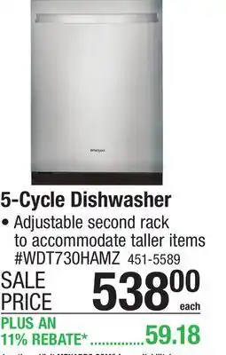 Menards Whirlpool 5-Cycle Dishwasher offer
