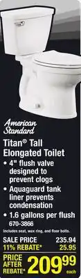 Menards Titan Tall Elongated Toilet offer
