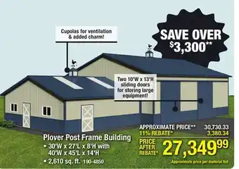 Menards Plover Post Frame Building offer