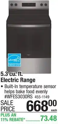 Menards 5.3 cu. ft. Electric Range offer