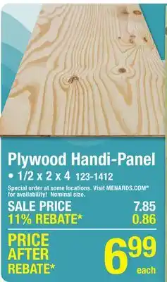 Menards 1/2 x 2 x 4 Plywood Sheathing Handi-Panel offer