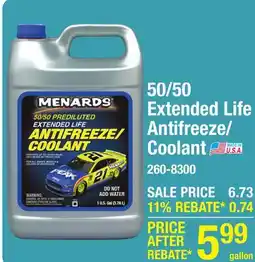 Menards 50/50 Extended Life Antifreeze/ Coolant offer