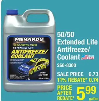 Menards 50/50 Extended Life Antifreeze/ Coolant offer