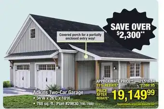 Menards Adkins Two-Car Garage offer