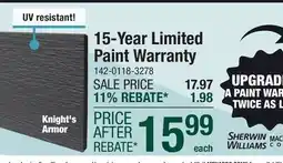 Menards 15-Year Limited Paint Warranty offer
