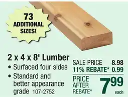 Menards 2 x 4 x 8' Lumber offer