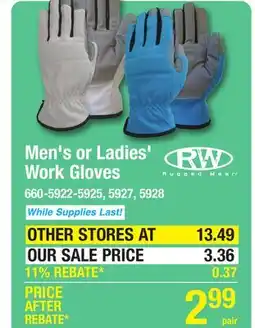 Menards Men's or Ladies' Work Gloves offer