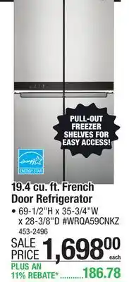 Menards 19.4 cu. ft. French Door Refrigerator offer