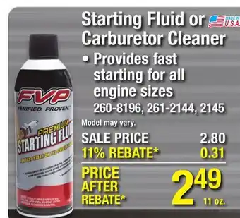 Menards Starting Fluid or Carburetor Cleaner offer